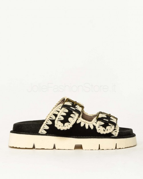 Mou Bio Two Buckles Sandal Black/White  S25_MU.SW461005A- BKW