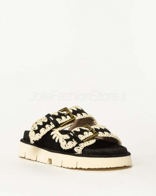 Mou Bio Two Buckles Sandal Black/White  S25_MU.SW461005A- BKW