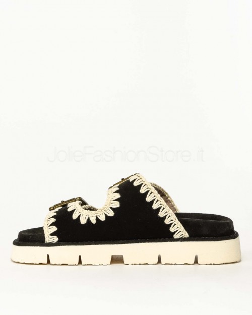 Mou Bio Two Buckles Sandal Black/White  S25_MU.SW461005A- BKW