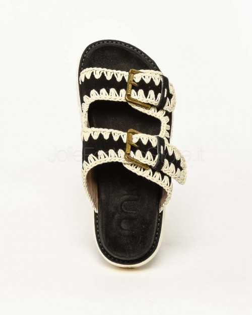 Mou Bio Two Buckles Sandal Black/White  S25_MU.SW461005A- BKW