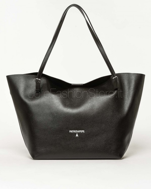 Patrizia Pepe Borsa Shopping in Pelle Martellata Nero  2B0130 L148 K103