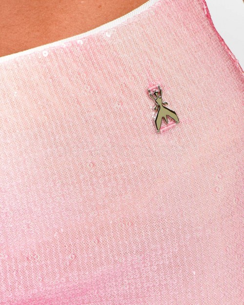 Patrizia Pepe Gonna Mini Paillettes Pink Green Shade  2G1013 A581 J4H1