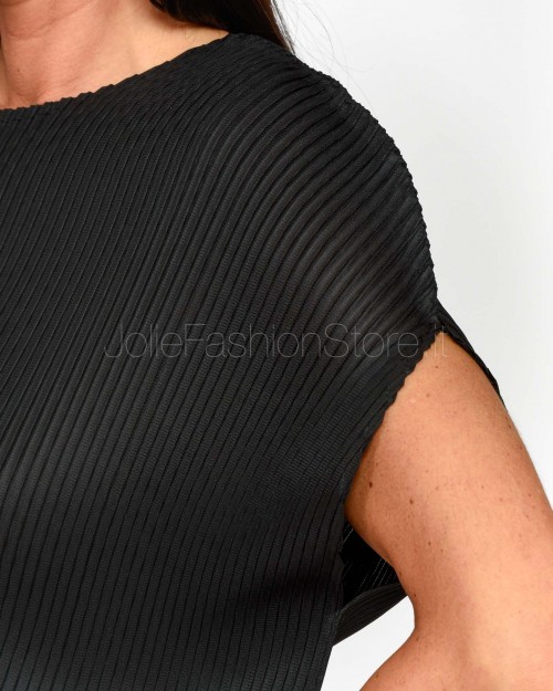 Meimeij Blusa Plissettata con Fianchi Ondulati Nero  M5PY02 100