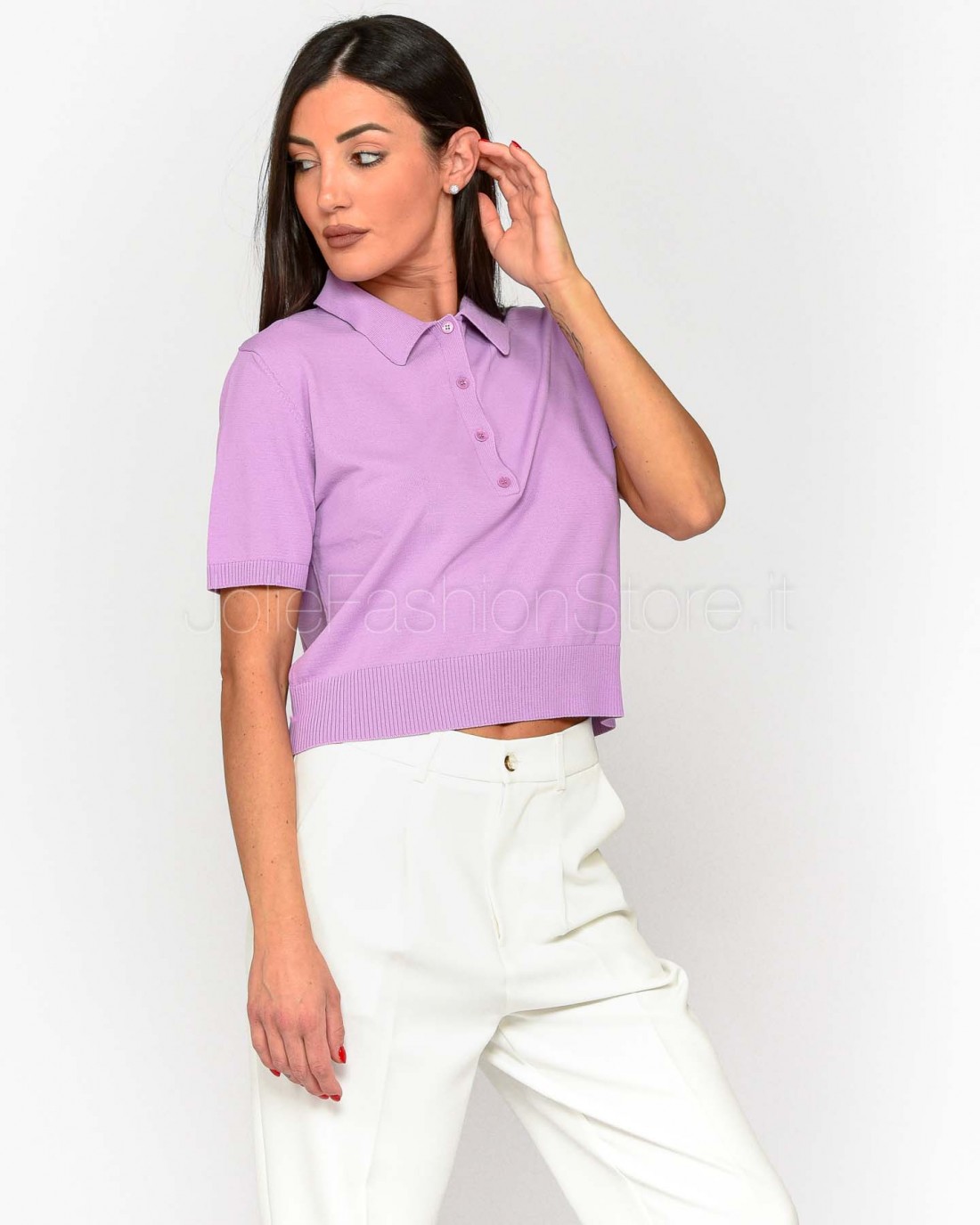 Patrizia Pepe Maglia Polo Crop Spring Lilac  1K1008 K318 M561