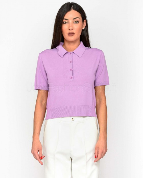 Patrizia Pepe Maglia Polo Crop Spring Lilac  1K1008 K318 M561