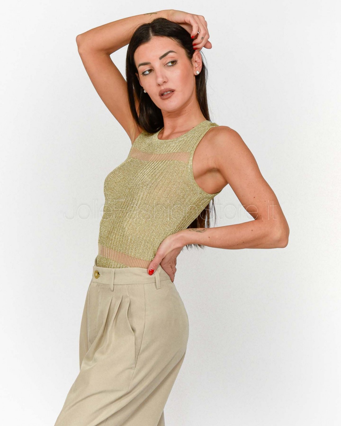 Patrizia Pepe Shiny Gold SWEATER/TOP  2K0318 K261 FF59