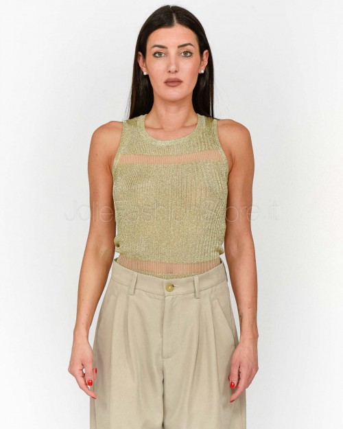 Patrizia Pepe Shiny Gold SWEATER/TOP  2K0318 K261 FF59