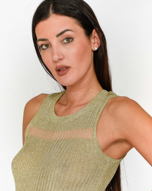Patrizia Pepe Shiny Gold SWEATER/TOP  2K0318 K261 FF59