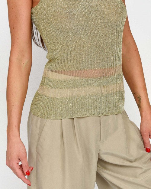 Patrizia Pepe Shiny Gold SWEATER/TOP  2K0318 K261 FF59