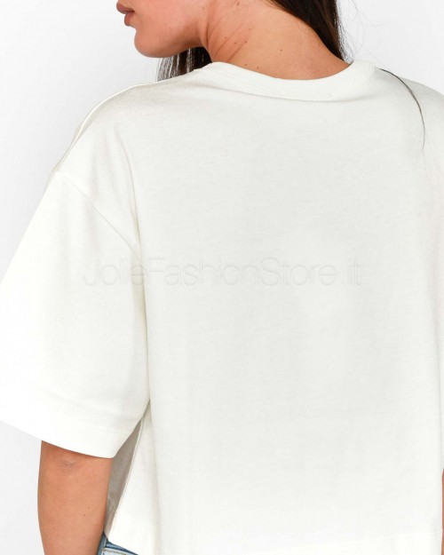 Solo Tre T-Shirt Corta Bianca Scritta Rossa  M1D0225 A 01