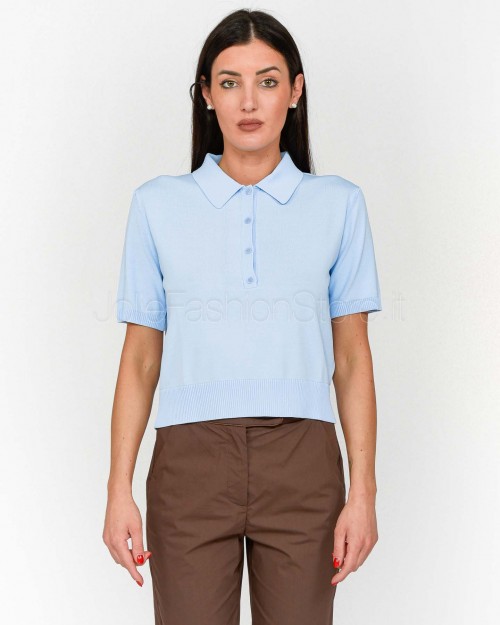 Patrizia Pepe Maglia Polo Crop Spring Sky  1K1008 K318 CA98
