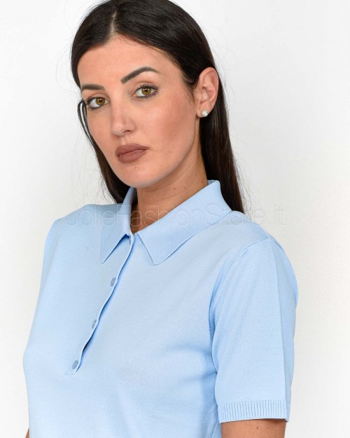 Patrizia Pepe Maglia Polo Crop Spring Sky  1K1008 K318 CA98