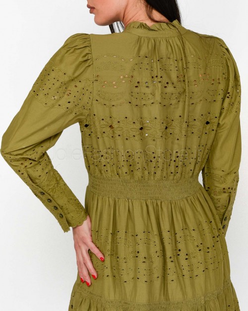 Not Shy Abito Lungo In Cotone Verde Militare  4602409 MILITARY
