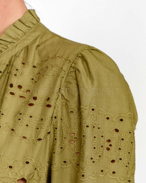 Not Shy Abito Lungo In Cotone Verde Militare  4602409 MILITARY