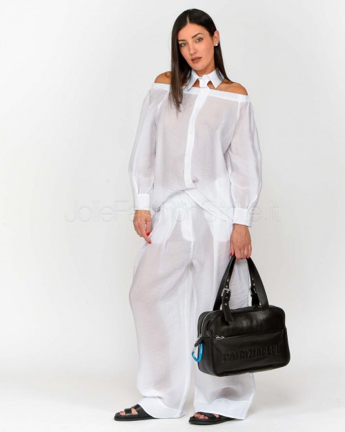 Patrizia Pepe Camicia Cut-Out In Cotone Bianco Ottico  2C1599 A600 W103