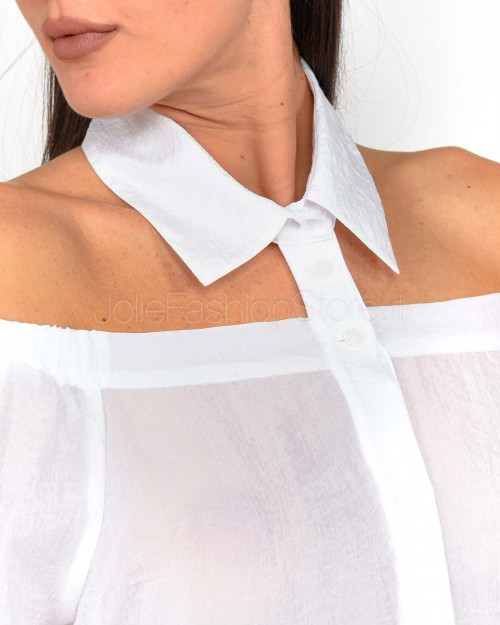 Patrizia Pepe Camicia Cut-Out In Cotone Bianco Ottico  2C1599 A600 W103