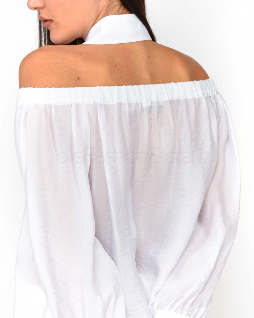 Patrizia Pepe Camicia Cut-Out In Cotone Bianco Ottico  2C1599 A600 W103