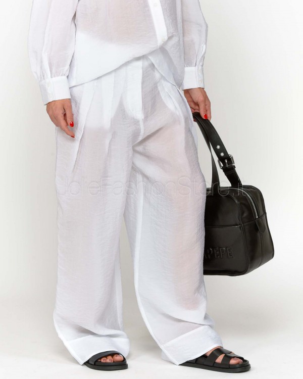 Patrizia Pepe Pantalone Palazzo Over Fluido Bianco Ottico  2P1668 A600 W103