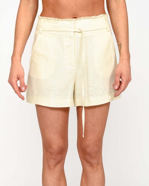 Patrizia Pepe Essential Ceramic Ivory Viscose and Linen Shorts  2P1660 A052 B823