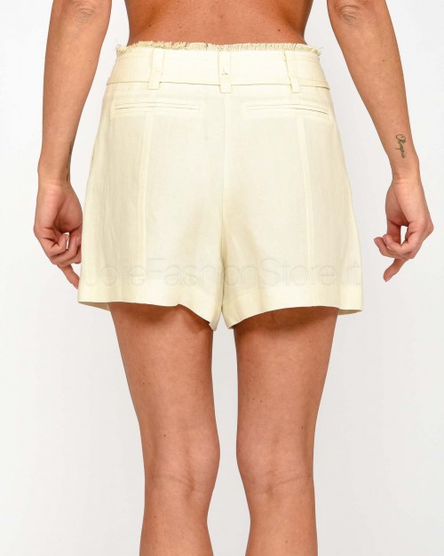 Patrizia Pepe Essential Ceramic Ivory Viscose and Linen Shorts  2P1660 A052 B823