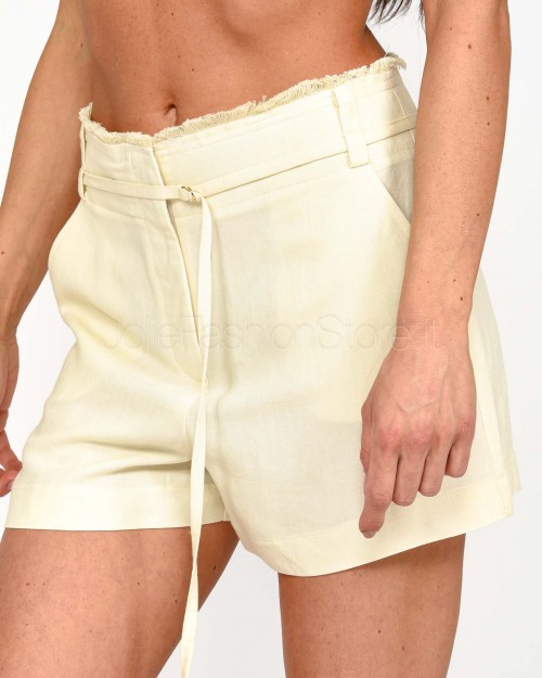 Patrizia Pepe Essential Ceramic Ivory Viscose and Linen Shorts  2P1660 A052 B823