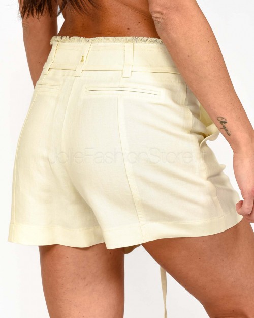 Patrizia Pepe Essential Ceramic Ivory Viscose and Linen Shorts  2P1660 A052 B823