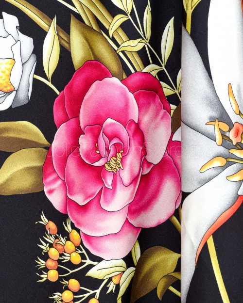 Massimo Ravinale Grand Foulard Clori Nero Arancio 140x140  ACCLORIN225