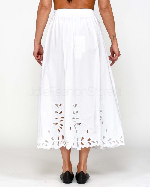 Meimeij Gonna Midi Ricamo Laser Off White  M5EAA2 791