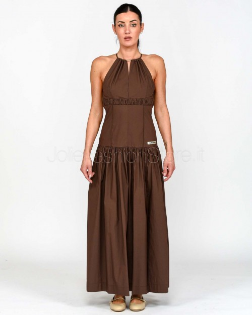 Patrizia Pepe Abito Corpino Aderente In Popeline Sensual Brown  2A2949 A570 B825