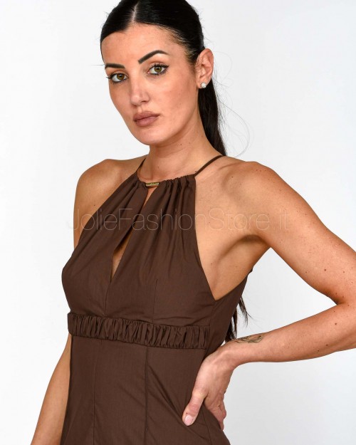 Patrizia Pepe Abito Corpino Aderente In Popeline Sensual Brown  2A2949 A570 B825