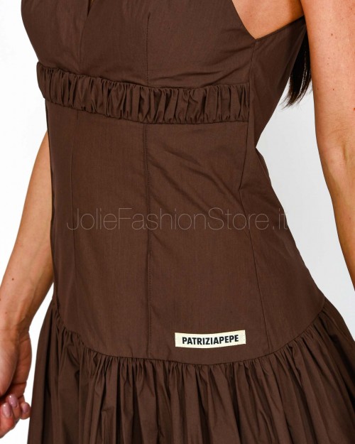 Patrizia Pepe Abito Corpino Aderente In Popeline Sensual Brown  2A2949 A570 B825