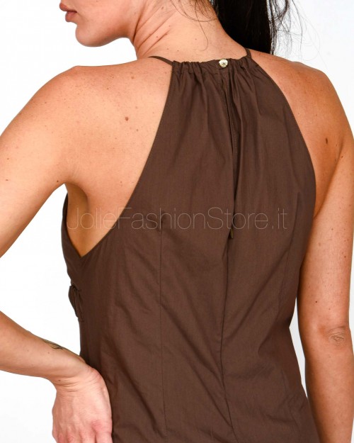 Patrizia Pepe Abito Corpino Aderente In Popeline Sensual Brown  2A2949 A570 B825