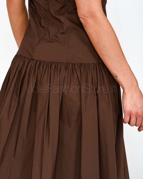 Patrizia Pepe Abito Corpino Aderente In Popeline Sensual Brown  2A2949 A570 B825