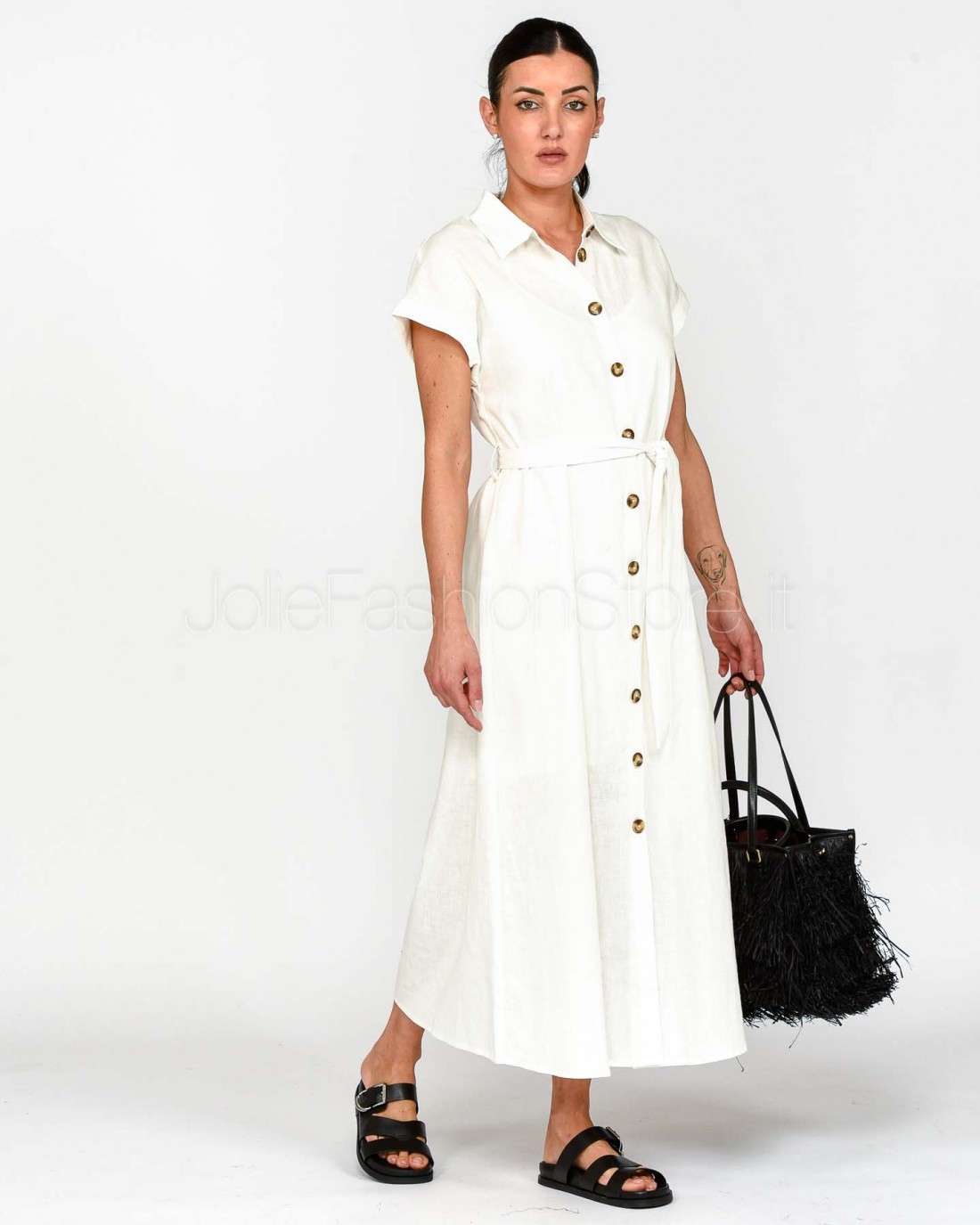 Grace & Mila Abito Lungo Bianco  PRUDENCE_13183 ECRU