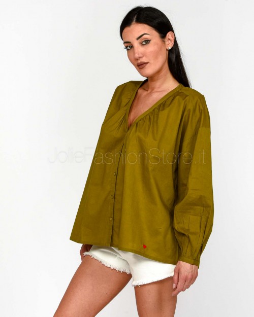 Not Shy Camicia Polsi Arricciati Verde Militare  4602605 MILITARY