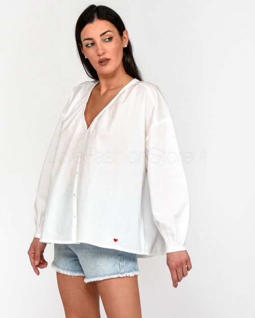 Not Shy White Ruffled Cuff Shirt  4602605 BLANC PUR