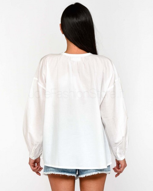 Not Shy White Ruffled Cuff Shirt  4602605 BLANC PUR