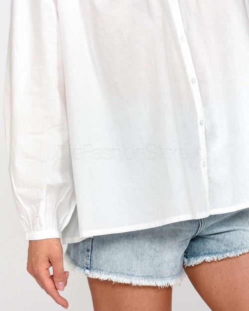 Not Shy White Ruffled Cuff Shirt  4602605 BLANC PUR