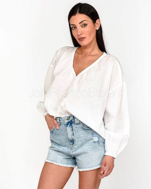 Not Shy White Ruffled Cuff Shirt