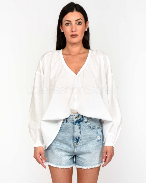 Not Shy White Ruffled Cuff Shirt  4602605 BLANC PUR