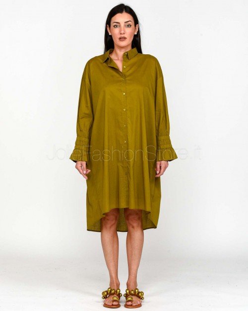 Not Shy Abito Chemisier Asimmetrico Verde Militare  4602608 MILITARY
