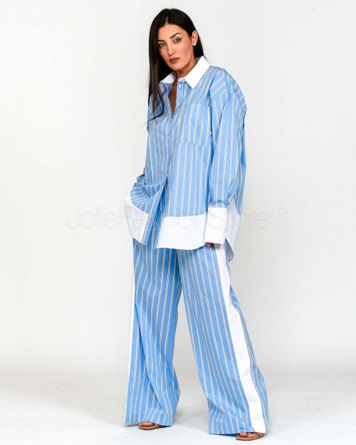 Patrizia Pepe Camicia in Popeline Rigato Azure Stripes  1C1362 A552 FG57