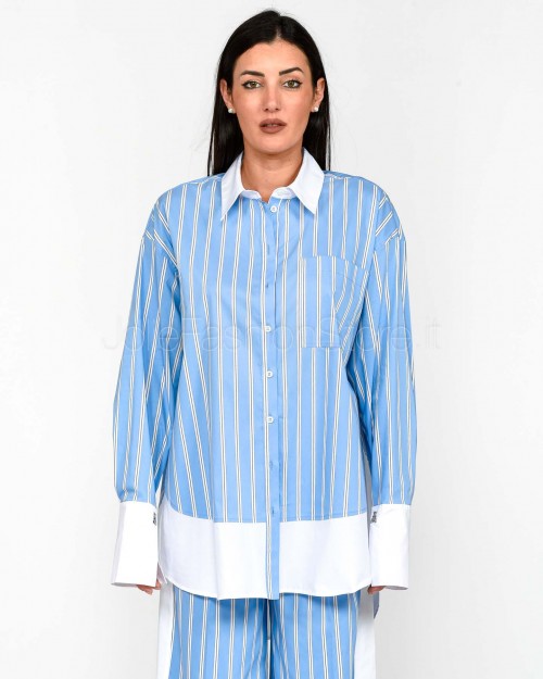 Patrizia Pepe Camicia in Popeline Rigato Azure Stripes  1C1362 A552 FG57