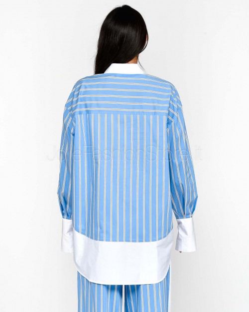 Patrizia Pepe Camicia in Popeline Rigato Azure Stripes  1C1362 A552 FG57