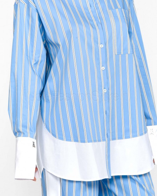 Patrizia Pepe Camicia in Popeline Rigato Azure Stripes  1C1362 A552 FG57