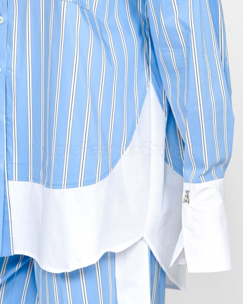 Patrizia Pepe Camicia in Popeline Rigato Azure Stripes  1C1362 A552 FG57