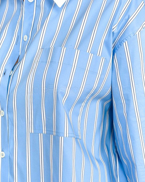 Patrizia Pepe Camicia in Popeline Rigato Azure Stripes  1C1362 A552 FG57