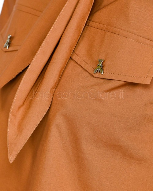 Patrizia Pepe Camicia Crop in popeline di cotone con foulard Mou Brown  1C1363 AH74 B875