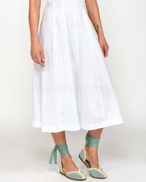 Patrizia Pepe Abito Midi Bustier in Popeline Bianco Ottico  1A2270 A23 W103
