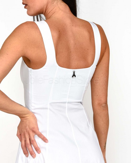 Patrizia Pepe Abito Midi Bustier in Popeline Bianco Ottico  1A2270 A23 W103